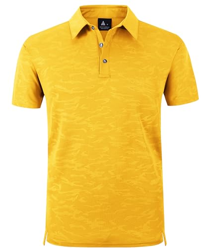 zitysport Poloshirt Herren Kuzarm Tennis Polohemd Schnelltrocknend Atmungsaktiv Sport Tshirt Leicht Polo Shirt Männer(Goldgelb-2XL) von zitysport