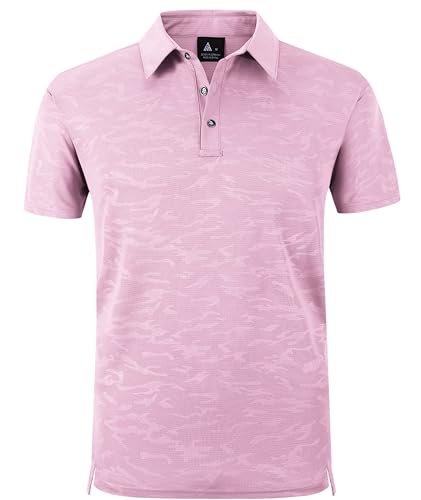 zitysport Poloshirts Herren Kurzarm Basic Polo Hemd Schnelltrocknend Golf T-Shirts Sport Atmungsaktiv Outdoor mit Knopfleiste Shirt Männer Tennis Casual Poloshirt(Hellrosa-L) von zitysport