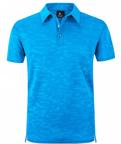 zitysport Poloshirts Herren Kurzarm Regular Fit Polo Hemd Schnelltrocknend T-Shirts Sommer Sport Funktionsshirt Leicht Golf Polo Shirt Männer(Blau Grün-L) von zitysport