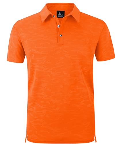 zitysport Poloshirts Herren Kurzarm Regular Fit Polo Hemd Schnelltrocknend T-Shirts Sommer Sport Funktionsshirt Leicht Golf Polo Shirt Männer(Orange-3XL) von zitysport