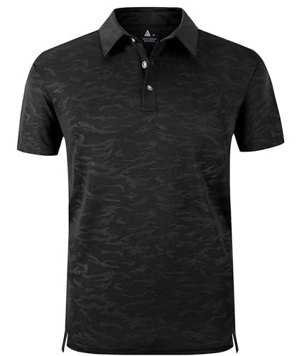 zitysport Poloshirts Herren Kurzarm Regular Fit Polo Hemd Schnelltrocknend T-Shirts Sommer Sport Funktionsshirt Leicht Golf Polo Shirt Männer(Schwarz-2XL) von zitysport