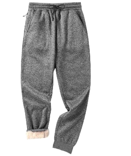 zitysport Thermo Herren Gefütterte Jogginghose Warme Fleecehose Jogger Hosen Sherpa Laufende Sweatpants Männer Winter Fleece Sweathose Warm Trainingshose(S-Grau) von zitysport