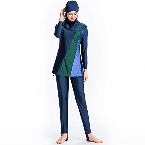 ziyimaoyi Muslimische Badebekleidung für Frauen Mädchen Bescheidene islamische Hijab Burkini Badeanzüge (2XL, Blau) von ziyimaoyi