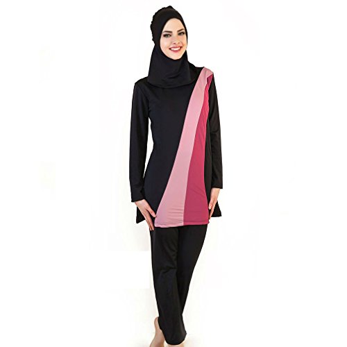 ziyimaoyi Muslimische Badebekleidung für Frauen Mädchen Bescheidene islamische Hijab Burkini Badeanzüge (3XL, Schwarz) von ziyimaoyi