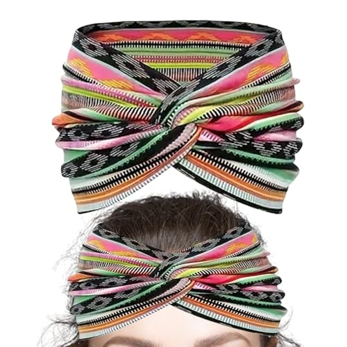 zjhukfmc Boho Haarbänder | Gedrehtes Turban Design Haarband,Weicher Blumen Druck Haar Accessoires fuer Yoga Outdoor Fitness Hochzeit Event Maedchen von zjhukfmc