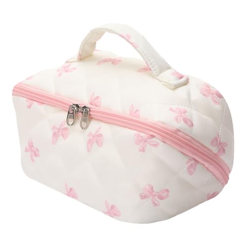 zjhukfmc Schleifen Schminktasche | Große Niedliche Make-up Beutel,Aufbewahrung Für Kinder Schulbedarf Stifte Reisekoffer Damen Mädchen Hygiene Unterwegs von zjhukfmc