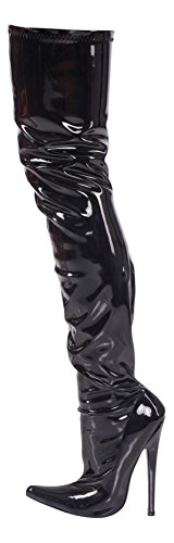 Crotch Overknee High Heels schwarz, rot 19 cm Absatz (36, Schwarz) von zjmzh