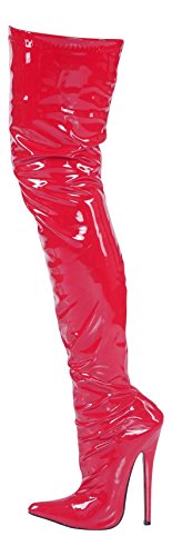 Crotch Overknee High Heels schwarz, rot 19 cm Absatz (38, rot) von zjmzh