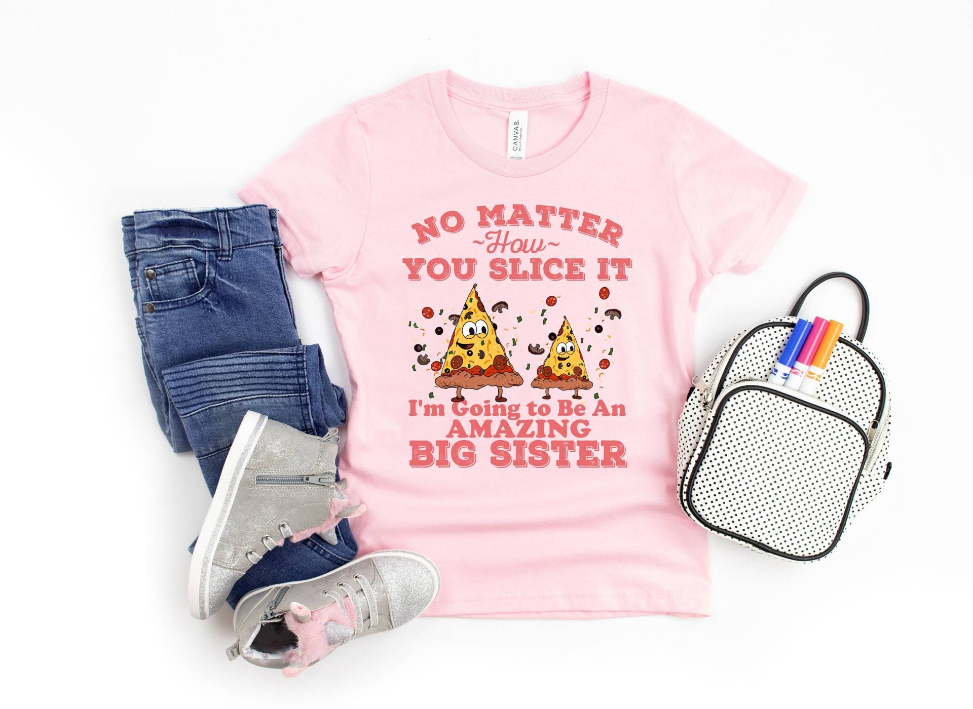 Große Schwester T-Shirt - Pizza Schwangerschaft Enthüllen Shirt Baby Tshirt Baby-Dusche-Geschenk Big Sis Outfit Unter Dem Motto Lustiges Zitat von zjthreads