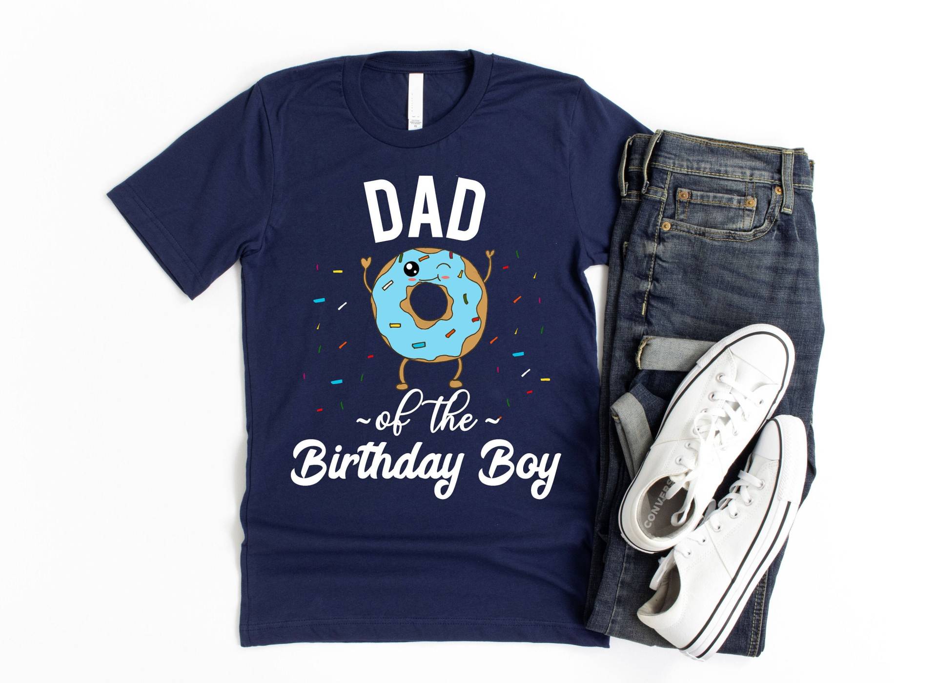 Papa Des Geburtstags Jungen Shirt - Lustige Passende Familie Outfit T-Shirt Donut Motto Geburtstagsparty Vater Daddy Tshirt Sohn von zjthreads