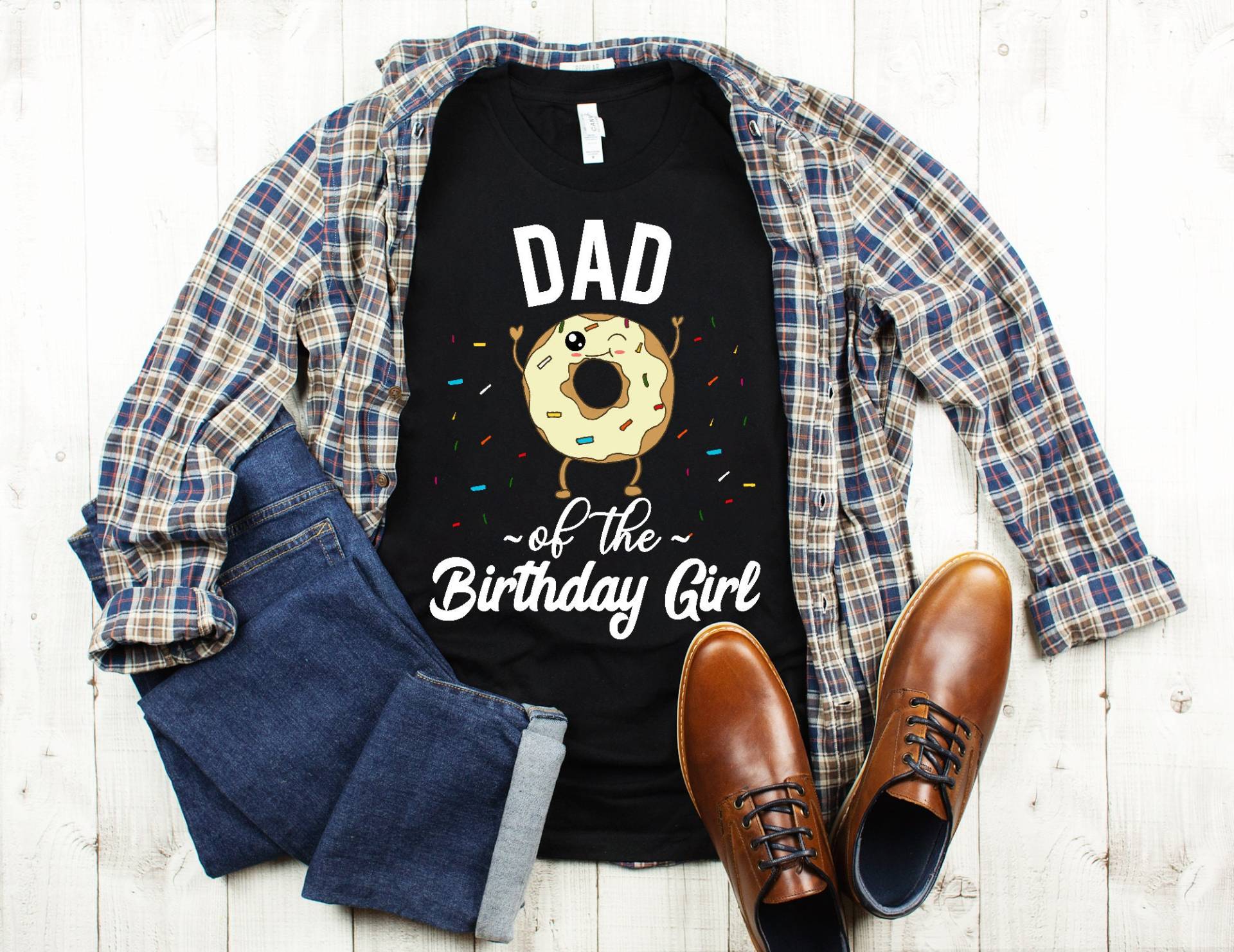 Papa Des Geburtstagskindes Donut T-Shirt - Lustiges Vater Von Bday Mädchen Tshirt Passende Familien-Geburtstagskind Shirts Thema Party von zjthreads