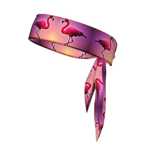 Haarband mit rosa Flamingo-Druck, schweißabsorbierend, für Damen und Herren von zkyfll