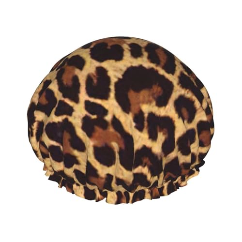 Leopardenmuster Tapetendruck Frauen Duschhauben Badehaube wiederverwendbar wasserdicht Doppellagige Haarkappe Komfort von zkyfll
