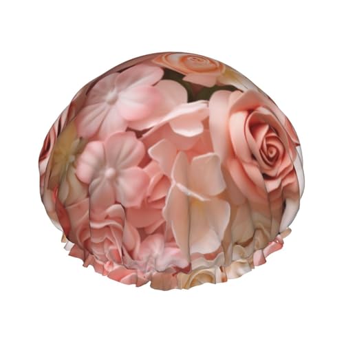 Schöne Blumenkuchen, 3 Druck, Frauen, Duschhaube, Badekappe, wiederverwendbar, wasserdicht, doppellagig, Haarkappe, Komfort von zkyfll