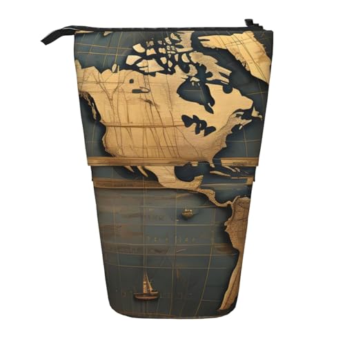 zkyfll Antikes Ballon-Muster Vertikales Federmäppchen mit Teleskop-Stifthalter, niedliches Federmäppchen, Bleistift-Organizer von zkyfll