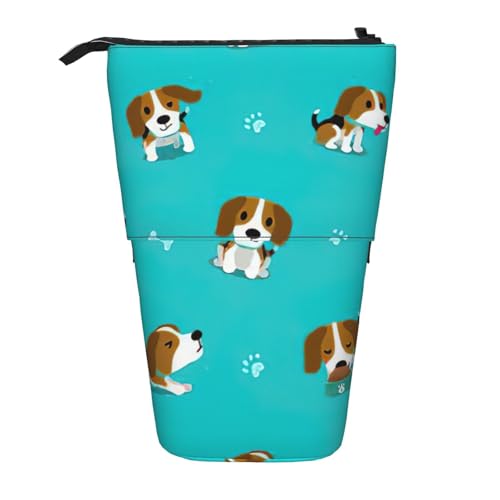 zkyfll Beagle Vertikales Federmäppchen, Cartoon-Motiv, teleskopischer Ständer, niedliches Federmäppchen, Bleistift-Organizer von zkyfll