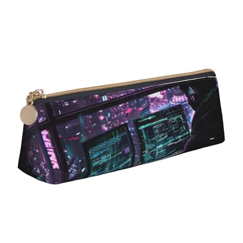 zkyfll Federmäppchen aus Leder, Motiv: Hacker-Ära, personalisierbar, Schreibwaren-Organizer, Make-up-Tasche von zkyfll