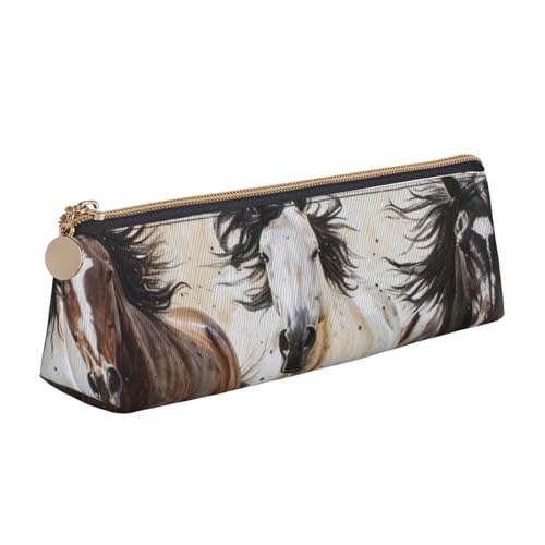 zkyfll Federmäppchen aus Leder, Motiv: Pferde, mit Kunstdruck, personalisierbar, Schreibwaren-Organizer, Make-up-Tasche zkyfll Federmäppchen aus Leder, Motiv: Pferde, mit Kunstdruck, personalisierbar, Schreibwaren-Organizer, Make-up-Tasche von zkyfll