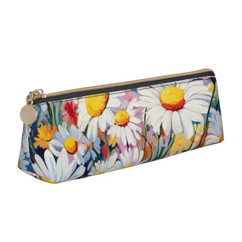 zkyfll Federmäppchen aus Leder, Motiv: Sommerblumen, Gänseblümchen, personalisierbar, Federmäppchen, Schreibwaren, Organizer, Make-up-Tasche zkyfll Federmäppchen aus Leder, Motiv: Sommerblumen, Gänseblümchen, personalisierbar, Federmäppchen, Schreibwaren, Organizer, Make-up-Tasche von zkyfll