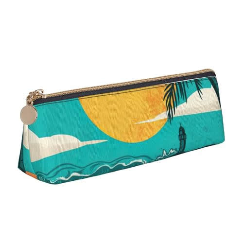 zkyfll Federmäppchen aus Leder, Motiv: Sonnenuntergang, Strand, Palme, personalisierbar zkyfll Federmäppchen aus Leder, Motiv: Sonnenuntergang, Strand, Palme, personalisierbar von zkyfll