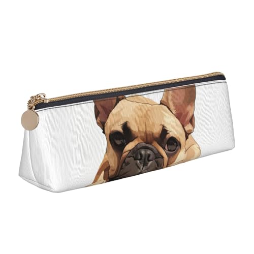 zkyfll Federmäppchen aus Leder, französische Bulldogge, Schreibwaren-Organizer, Make-up-Tasche von zkyfll