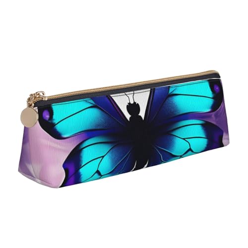 zkyfll Federmäppchen aus Leder, mit Schmetterlings-Aufdruck, Blau / Violett zkyfll Federmäppchen aus Leder, mit Schmetterlings-Aufdruck, Blau / Violett von zkyfll