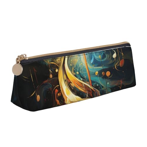 zkyfll Federmäppchen aus Leder mit Musik-Symbol-Druck, Schreibwaren-Organizer, Make-up-Tasche von zkyfll