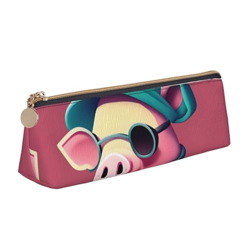 zkyfll Federmäppchen aus Leder mit niedlichem Schweinchen-Muster, Schreibwaren-Organizer, Make-up-Tasche von zkyfll