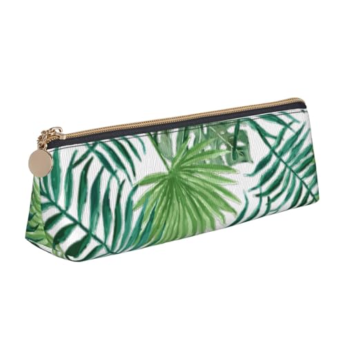 zkyfll Federmäppchen aus Leder mit transparentem Palmblatt-Muster, personalisierbar, Federmäppchen, Schreibwaren, Organizer, Make-up-Tasche von zkyfll