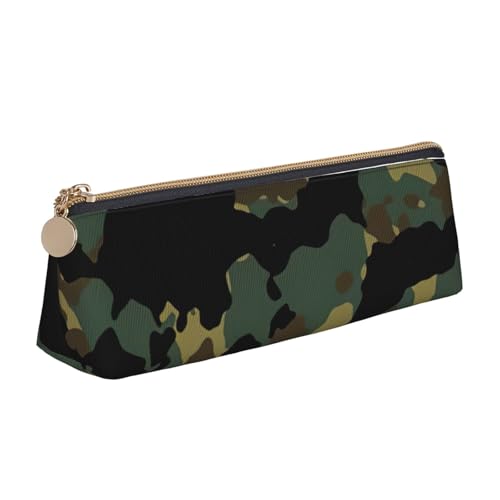 zkyfll Federmäppchen mit Camouflage-Muster, personalisierbar, Leder-Federmäppchen, Schreibwaren-Organizer, Make-up-Tasche von zkyfll
