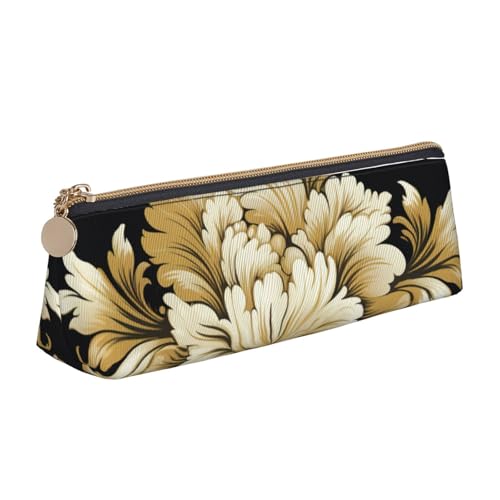 zkyfll Federmäppchen mit Damast-Muster, personalisierbar, Leder-Federmäppchen, Schreibwaren-Organizer, Make-up-Tasche von zkyfll