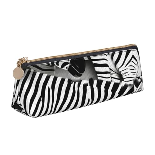 zkyfll Federmäppchen mit Zebramuster, Leder, Federmäppchen, Schreibwaren, Organizer, Make-up-Tasche von zkyfll