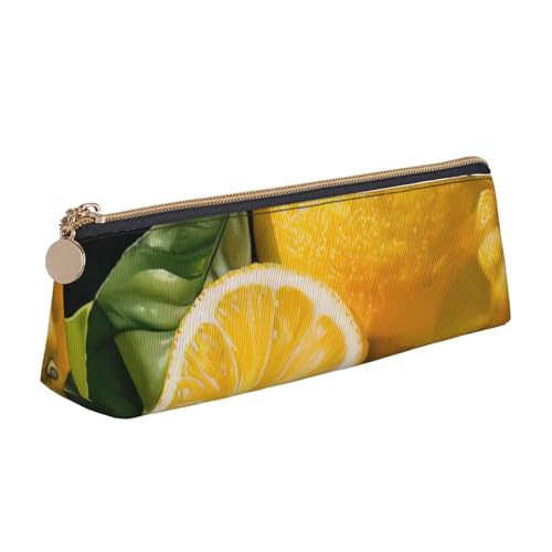 zkyfll Federmäppchen mit Zitronenfrucht-Aufdruck, Leder, Federmäppchen, Schreibwaren, Organizer, Make-up-Tasche von zkyfll