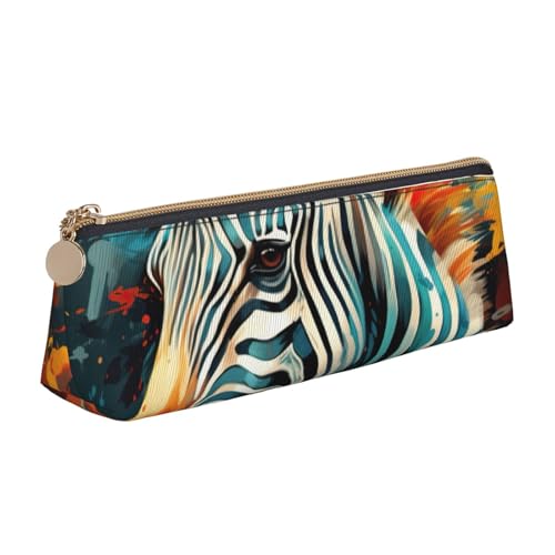 zkyfll Federmäppchen mit abstraktem Zebramuster, Leder, Federmäppchen, Schreibwaren, Organizer, Make-up-Tasche von zkyfll