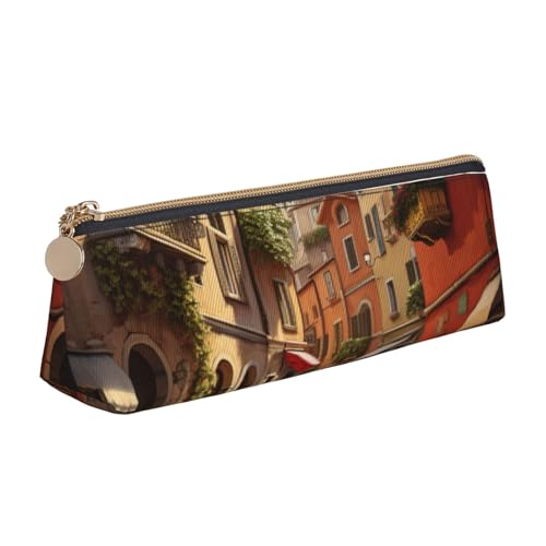 zkyfll Federmäppchen mit italienischem Straßendruck, Leder, Federmäppchen, Schreibwaren, Organizer, Make-up-Tasche von zkyfll