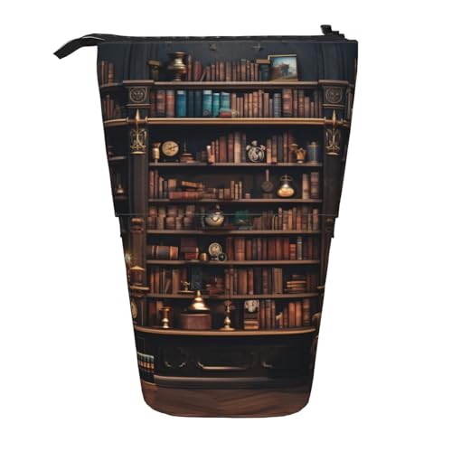 zkyfll Library Bookshelf Vertikales Federmäppchen, Teleskop-Halter, schöne Stifttasche, Bleistift-Organizer von zkyfll