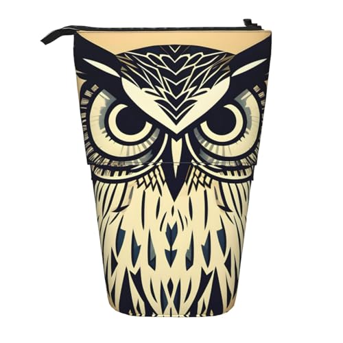 zkyfll Niedliches vertikales Federmäppchen mit Eulenmotiv, Teleskop-Halter, niedliches Federmäppchen, Bleistift-Organizer von zkyfll