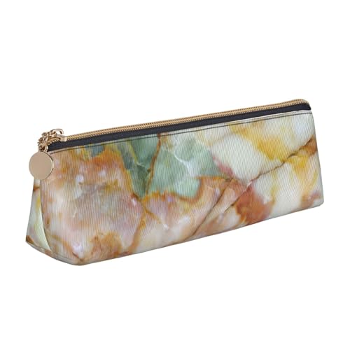 zkyfll Personalisierbares Stifteetui aus Leder, mit goldenem Marmormuster, Schreibwaren-Organizer, Make-up-Tasche von zkyfll