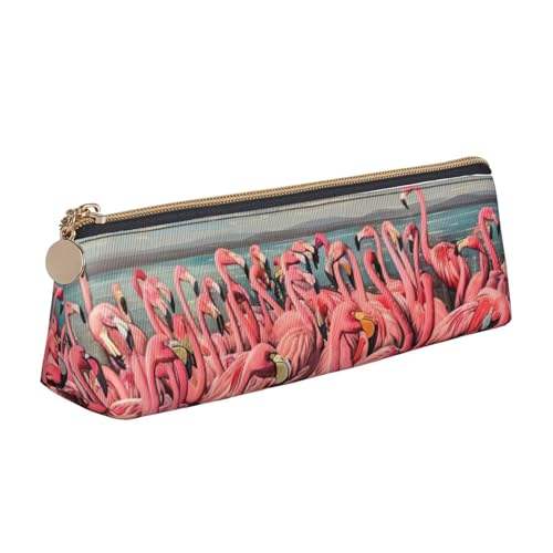 zkyfll Personalisiertes Federmäppchen mit Flamingo-Druck, Leder-Federmäppchen, Schreibwaren-Organizer, Make-up-Tasche von zkyfll