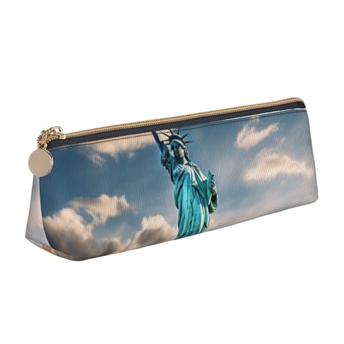 zkyfll Personalisiertes Federmäppchen mit Freiheitsstatue in NYC, Leder-Federmäppchen, Schreibwaren-Organizer, Make-up-Tasche von zkyfll