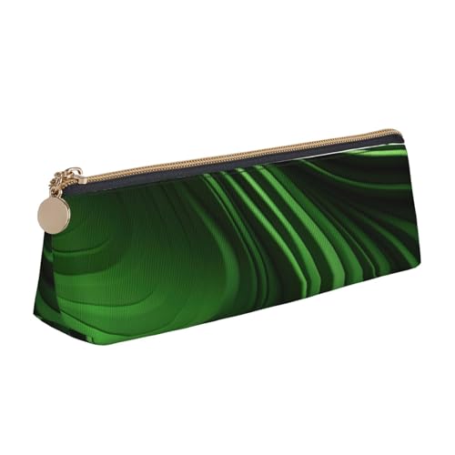 zkyfll Personalisiertes Stifteetui aus Leder mit gebogenem Texturmuster, Grün, Schreibwaren-Organizer, Make-up-Tasche von zkyfll