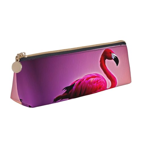 zkyfll Pink Flamingo Muster Druck Personalisiert Pencil Case Leather Pencil Pouch Stationery Organizer Makeup Bag von zkyfll