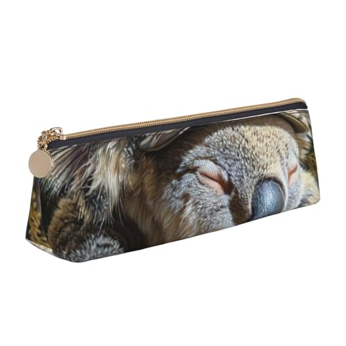 zkyfll Sleeping Koala Cap Print Federmäppchen, Leder, Schreibwaren-Organizer, Make-up-Tasche von zkyfll