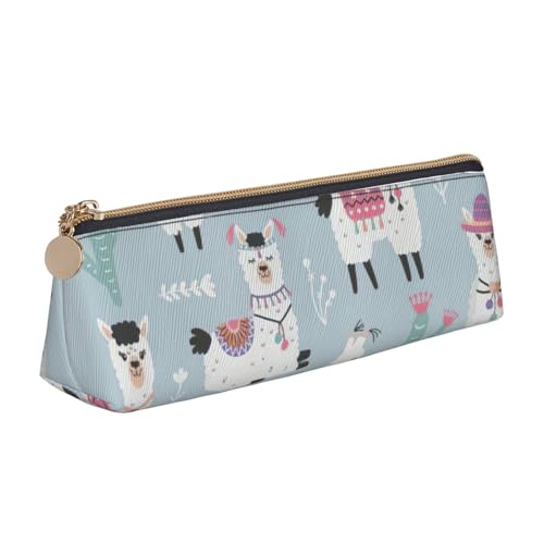 zkyfll Süßes Federmäppchen aus Leder mit Alpaka-Druck, Stifteetui, Schreibwaren-Organizer, Make-up-Tasche von zkyfll