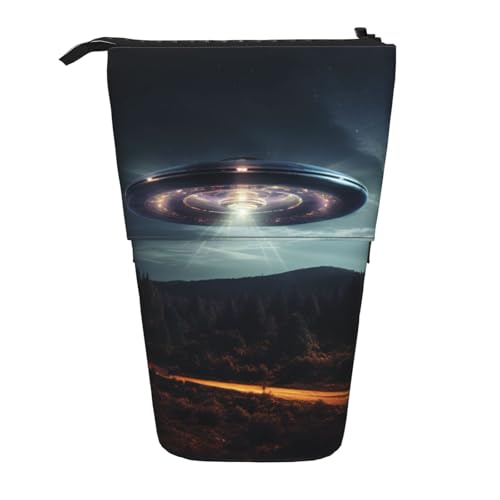 zkyfll UFO at Night Print Vertikales Federmäppchen, Teleskop-Halter, niedliches Federmäppchen, Stifte-Organizer von zkyfll