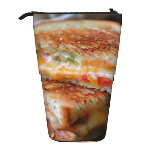 zkyfll Vertikale Federmappe mit Käsesandwich-Muster, teleskopischer Ständer, niedlicher Bleistift-Organizer von zkyfll