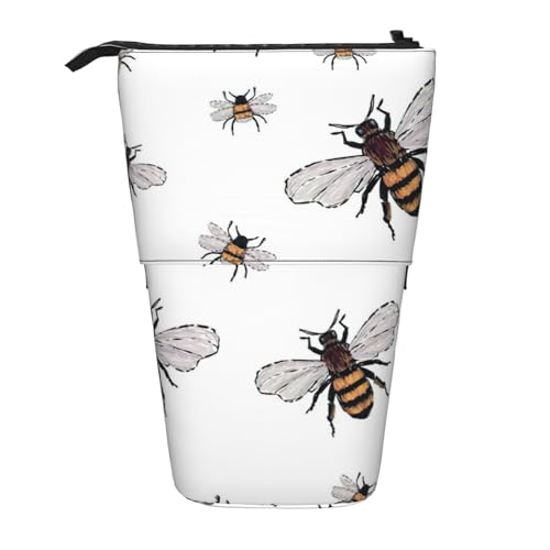 zkyfll Vertikale Federtasche mit lustigen Bienenmotiven, teleskopischer Ständer, niedliches Federmäppchen, Bleistift-Organizer zkyfll Vertikale Federtasche mit lustigen Bienenmotiven, teleskopischer Ständer, niedliches Federmäppchen, Bleistift-Organizer von zkyfll