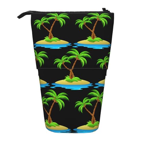 zkyfll Vertikales Federmäppchen mit 3D-Palmenmuster, Teleskopständer, niedliches Federmäppchen von zkyfll