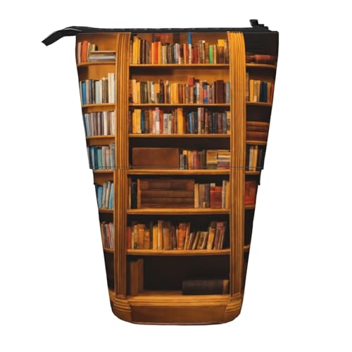 zkyfll Vertikales Federmäppchen mit Buchdruck, Teleskopständer, niedliches Federmäppchen, Bleistift-Organizer von zkyfll