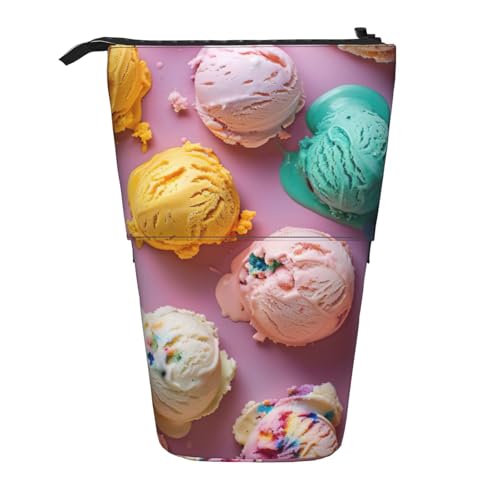 zkyfll Vertikales Federmäppchen mit Eiscreme-Muster, viele Farben, Teleskop-Halter, niedliches Federmäppchen, Bleistift-Organizer von zkyfll